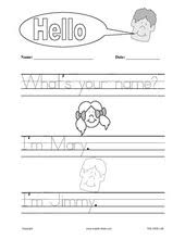 English for Kids,ESL Kids Worksheets, Greetings, Hello, Asking name