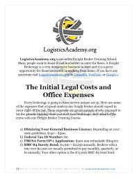 Locations in jacksonville florida, dallas texas, rochester new york, indianapolis indiana, ontario california and charlotte north carolina. Total Cost Of Starting A Freight Brokerage By Logisticsacademy Org Issuu