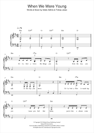 Learn how to play when we were young by adele on piano with onlinepianist, a one of a kind animated piano tutorial application. Adele When We Were Young Sheet Music Download Pdf Score 175957