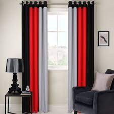 Ring Top Fully Lined 3 Tone 160gsm Ready Made Pair Of Eyelet Curtains Free P P Red Living Room Decor Red Curtains Living Room Curtains Living Room