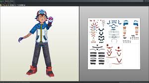 Ash Satoshi Pokemon Trainer Papercraft Unfold Papercraft Pokemon Pokemon Paper Crafts