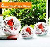 KAOWOD Crackle Glass Ball Cardinal Lamp, Light Up Red Bird Stained Glass  Christmas Decor Accent Lamp, Lighted Globe Glass Table Lamp, O