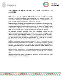 Por último, la entidad entrega un parte de tranquilidad asegurando que esta situación ya fue puesta en conocimiento del ministerio de salud, que informó que en el transcurso de esta semana bogotá estará recibiendo nuevas vacunas para seguir adelantando la inmunización. Investiga Salud Intoxicacion De Cinco Personas En Acatepec El Sur Acapulco Suracapulco I Noticias Acapulco Guerrero