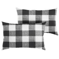 The modern rectangular shape is the quintessential accent to a patio lounge chair…but Set Of 2 Black White Buffalo Plaid Indoor Outdoor Lumbar Pillows 13 X 20 Pool Central