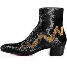 Black And Gold Boots Mens Huston 40 Black Gold Paillette Caresse Men Shoes Christian 22 895 Mxn Liked On Polyvor Summer Fashion Shoes Mens Ankle Boots Christian Louboutin Men
