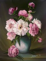 Pictura In Ulei Pe Pinza Uleiuri Casa Charvin Maimery Le Franc Bourgeois Tablou Executat In Tehnica Pensulatie Peonie Fiori