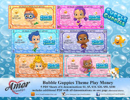 Bubble Guppies Play Money Bubble Guppies Party Printable Etsy In 2020 Bubble Guppies Party Printable Play Money Play Money