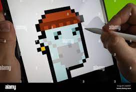 Pixel Art Image Of The Cryptopunk 7523 Non Fungible Token Nft Collectible Created In 2017 Seen On The Screen Of Ipad First Nft Digital Art Staffor Stock Photo Alamy