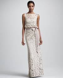 Tadashi Shoji Natural Lace Blouson Gown Buy Evening Dress Cheap Evening Dresses Occasion Dresses