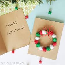 There are paper crafts, as well as projects using stamps and scrapbook materials. Pom Pom Wreath Christmas Card The Joy Of Sharing