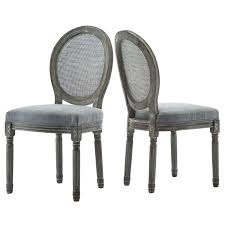 Made of veneers, wood and engineered wood. Farmhouse Dining Room Chairs Fabric French Distressed Bedroom Chairs With Round Rattan Back Elegant Tufted Kitchen Chairs Set Of 2 Grey Buy Online In Aruba At Desertcart 203789937