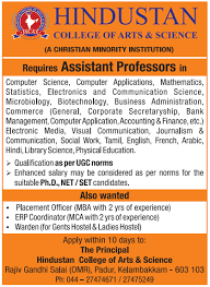 Explore computer science lecturer job openings in bangalore now! Hindustan College Of Arts And Science Chennai Wanted Assistant Professors Plus Non Faculty Faculty Teachers