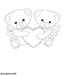 Girls like teddy bear holding a heart coloring page.preschoolers, toddlers and kids love to take coloring pages of teddy bear to the picnic. Valentine S Bears Holding A Heart Coloring Page Heart Coloring Pages Bear Valentines Online Coloring Pages