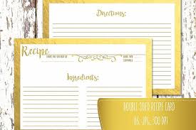 Recipe Card Double Sided A6 Printable Recipe Card Gold Foil Kitchen Calligraphy Jpg High Quality 300 Dpi A6 4 1 X 5 8 89057 Card Making Design Bundle Recipe Cards