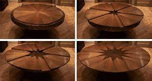 High Tech Dining Table Rotates Expands Doubles In Size Expandable Dining Table Dining Table Round Dining Room
