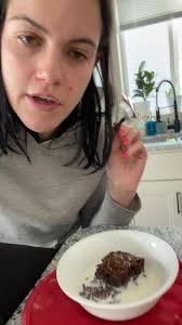 Enjoying Brownies Dunked in Milk