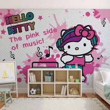 The pink color and cute appearance make this hello kitty famous all around the world. Hello Kitty Wall Paper Mural Buy At Abposters Com