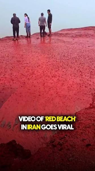Heavy rains at the Red Beach in Hormuz island of Iran caused red floods  sparking shock among visitors., The videos showing red water as a result of  heavy rains flowing throughout the Red Beach have ...