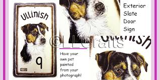Pet portrait artist commissions by melanie & nicholas. Dog Portrait Door Slate Gift Scotland Ni Uk Llcrafts