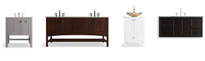 A small bathroom vanity with seating area which is designed in a small size to fit a narrow bathroom. Kohler Vanities Kohler