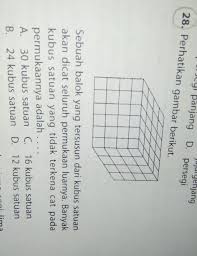 Mohon di bantu ya pak soalnya saya nggak mngerti balas hapus Sebuah Balok Yang Tersusun Dari Kubus Satuan Akan Dicat Seluruh Permukaan Luarnya Banyak Kubus Brainly Co Id