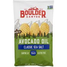 All kettle brand potato chips are made in facilities that do not process peanuts and tree nuts. Boulder Canyon Avocado Oil Sea Salt Kettle Chips 5 25oz