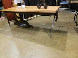 Red Oak Table Top With Old Horse Drawn Plow As Base Oak Table Top Oak Table Red Oak