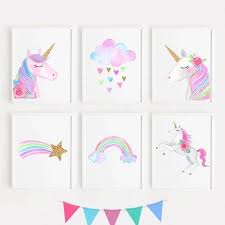 Set Of 6 Unicorn Wall Art Set Printable Unicorn Art Girls Room Decor Unicorn Gold Glitter Unicorn Pr Unicorn Room Decor Rainbow Girls Room Unicorn Wall Art