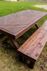 Easiest Way To Stain A Table Outdoor Picnic Tables Diy Picnic Table Outdoor Wood Table
