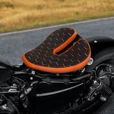 c.c. Rider Noseless Sportster Seat Solo Spring Seat Torsion Type Motorcycle Solo Seat Iron 883 Iron 1200 Bobber Seat Chopper Seat 2004-2023 Orange