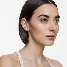 Khuyên Tai Swarovski Attract Stud Earringssquare Cut Crystal, Small, White,  Rhodium Plated 5509936 Màu Bạc