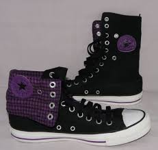 Black And Yellow Converse Shirt Converse All Star High Top Fold Over Black Purple Size 10 Chuck Taylor Shoes Converse Chuck Taylor Shoes Converse All Star Shoes