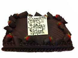 Dark Chocolate Decorated With Strawberries Happy Birthday Richard Specialty Cakes Cake Chocolate
