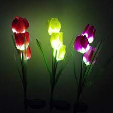 Solar Power Led Garden Lights Tulips Flowers For Decorations Flower Lights Flower Lamp Led Gardening