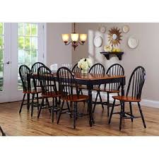 Better Homes And Gardens Autumn Lane 9 Piece Dining Set With Leaf Black Oak Walmart Com Oak Dining Sets Farmhouse Dining Set Dining Table With Leaf