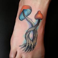 Trippy mushroom tattoo on leg. Small Trippy Mushroom Tattoos Novocom Top