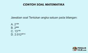 We did not find results for: Soal Tentukan Angka Satuan Pada Bilangan A 2 B 2 C 13 D 2 012 Penulis Cilik