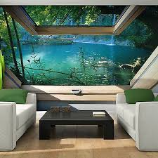 Vlies Tapete Fototapeten Tapeten Fenster Blick 3d Wasser Wald Natur 14n10410ve Tapete Schlafzimmer Fensteransicht Fototapete Wystarczy dopasować fototapetę 3d do ściany.