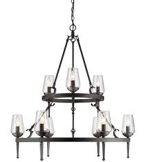 Golden Lighting 1208 9 Dni Marcellis 9 Light 34 Inch Dark Natural Iron Chandelier Ceiling Light Large