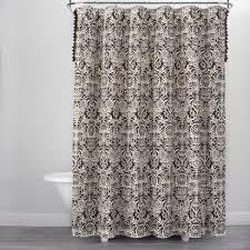 Black And White Floral Shower Curtain Say Goodbye To Boring Bathrooms With The Allover Floral Print Shower Curtain From Opalhouse 1 Black White Shower Curtain Black Curtains Printed Shower Curtain