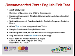 Descriptions of levels for uitm english exit test (eet) eet699 1 level 2 2cefr overall written production overall spoken production 6 ser c2 can write clear, smoothly flowing, complex texts in an appropriate and effective style and a logical structure which helps the reader to find significant points. Registration Code Eet Ppt Download