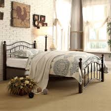 Ideas for build a pallet platform bed. Weston Home Abigail Brown Square Post And Black Metal Platform Twin Bed Walmart Com Walmart Com