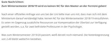 Nc Fur Die Zulassung Zum Masterstudium Psychologie Fernuni Hagen Fernstudium Infos De Bisher haben 45 teilnehmer den kurs bewertet.