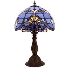Regency hill traditional table lamps set of 2 dark bronze metal beige linen drum shade for living room family bedroom bedside. Blue Purple Baroque Tiffany Style Table Lamps Lighting W12h18 Inch Stained Glass Lampshade Antique Base For Living Room Bedroom Bedside Desk Lamp Buy Online In Bahamas At Bahamas Desertcart Com Productid 105391270