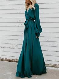 V Neck Long Sleeves Belted Maxi Dress Favormod Maxi Dress Trendy Dresses Summer Boho Dress