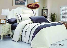 Navy Cotton Satin Embroidered Super King Bedding Home Home Decor Bed