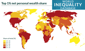 Share of the total wealth held by the 1 ...