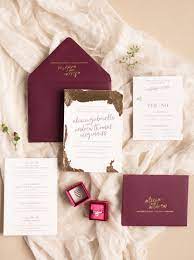 Gold Maroon Bourbon A Winning Wedding Trio Bronze Wedding Invitations Gold Wedding Invitations Wedding Invitations