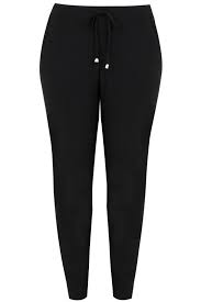 Limited Collection Black Slinky Joggers With Drawstring Waist Plus Size 16 To 32