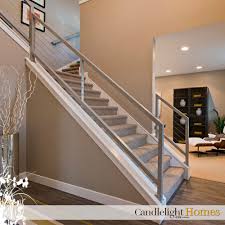 Candlelight Homes Contemporary Staircase The Views In South Jordan Modern Silver Rail Modern Railing Stairs Front E House Stairs New Homes Stairs Design